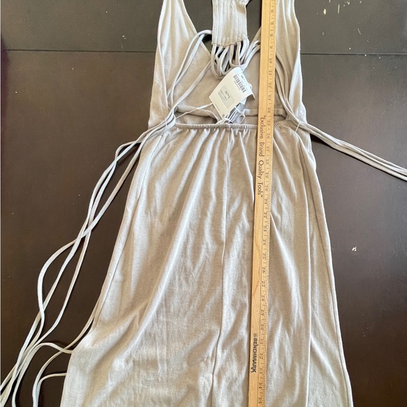 ZARA NWT Boho Beachy Backless Maxi Dress S Taupe Tassel Fringe Detail Minimalist - Picture 8 of 16